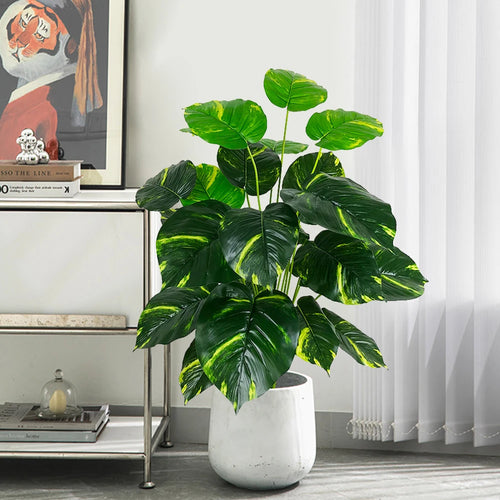 Artificial tropical turtle with decorative branches and leaves - vue 2 sur 9