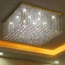 Square crystal flush mount LED chandelier for luxury living room