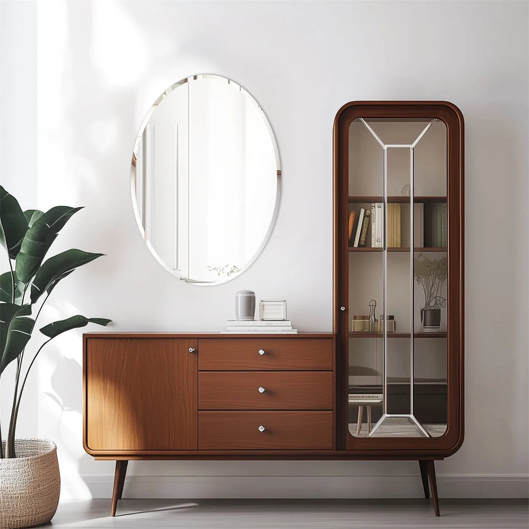 Decorative oval frameless mirror for elegant interiors - vue 3 sur 8