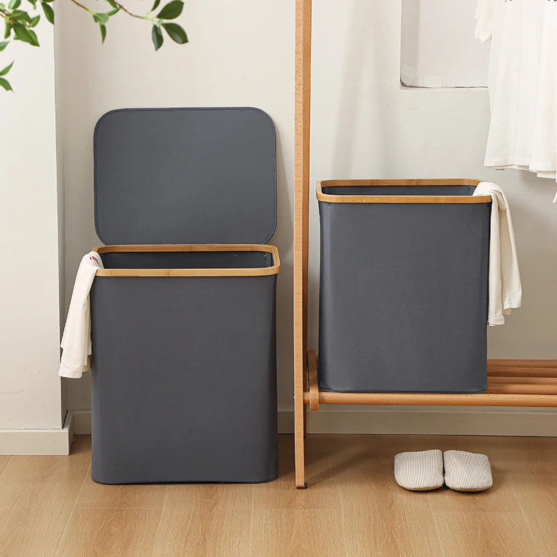 foldable laundry basket with oxford fabric lid - vue 3 sur 17