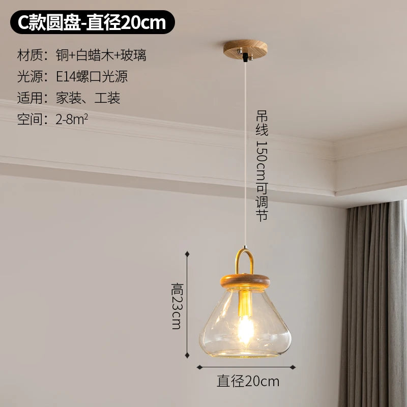 Clear glass art deco style pendant light for indoor lighting - vue 9 sur 11