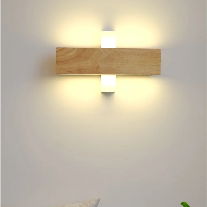 Rotating wooden LED wall light