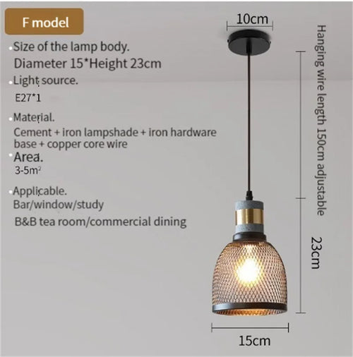 Industrial concrete pendant light with iron shade - vue 23 sur 29