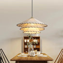 Nordic fabric pendant light with straw hat for interior decoration