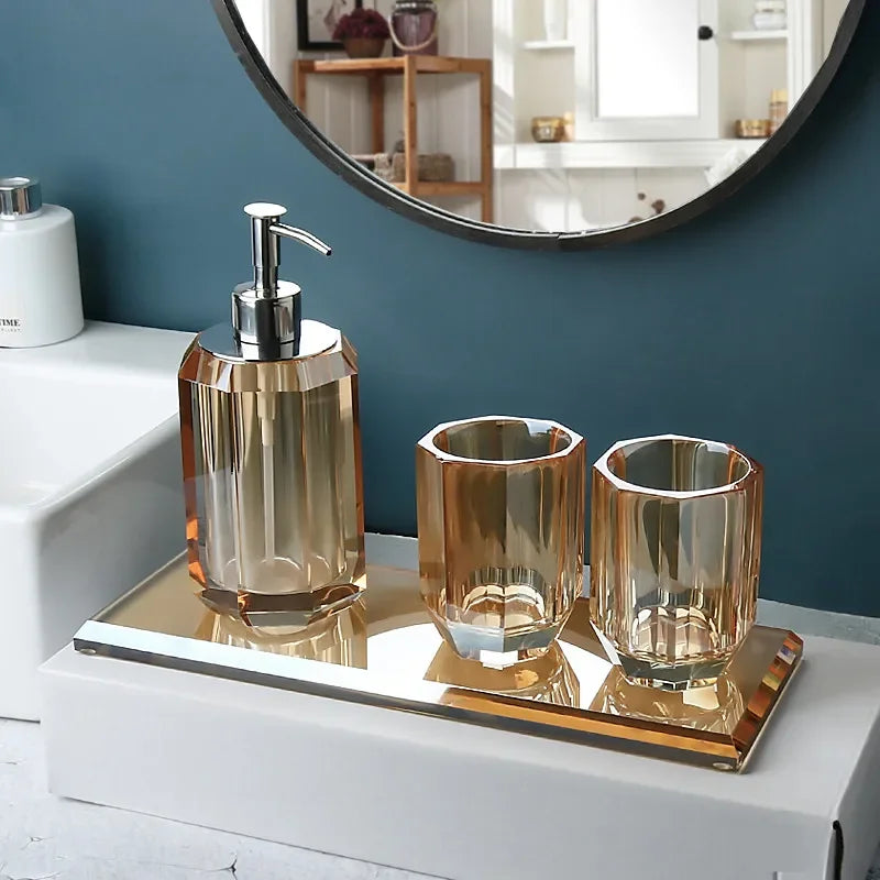 distributeur de savon en verre luxe pour salle de bain - vue 5 sur 15