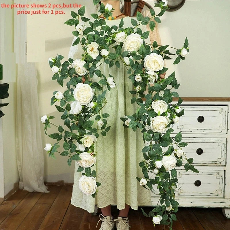 Elegant artificial silk rose vine floral decoration - vue 7 sur 11