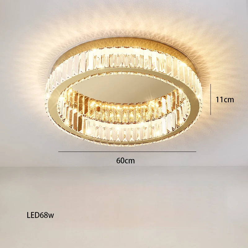Gold and silver chandelier with round dimmable LED