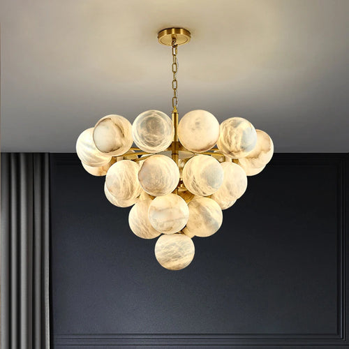 Marble chandelier from the Pingpong World collection elegant pendant lighting - vue 2 sur 17