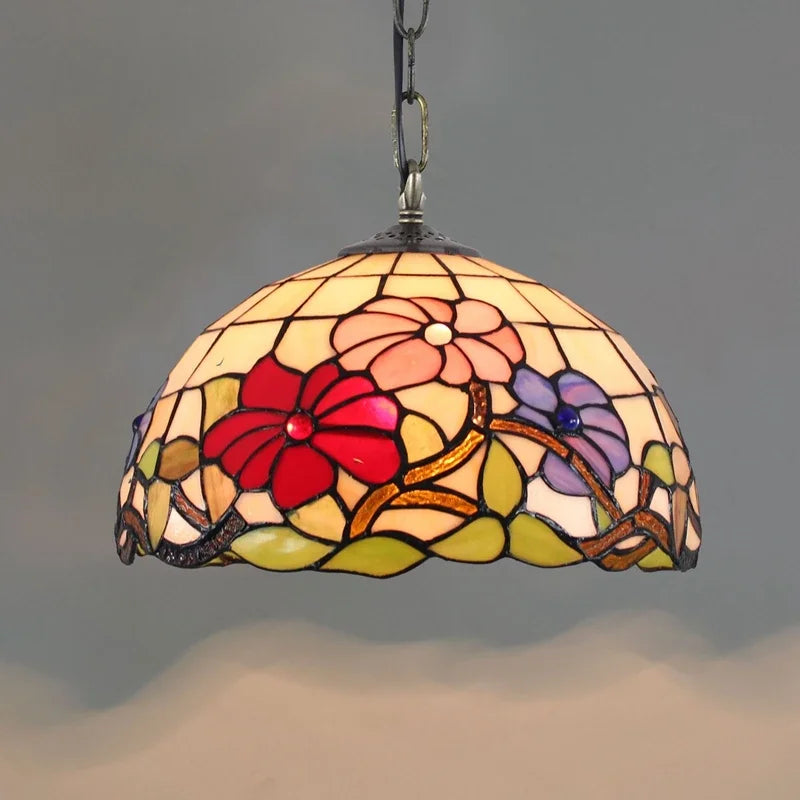 Lustre en verre coloré Tiffany rétro européen - vue 9 sur 29