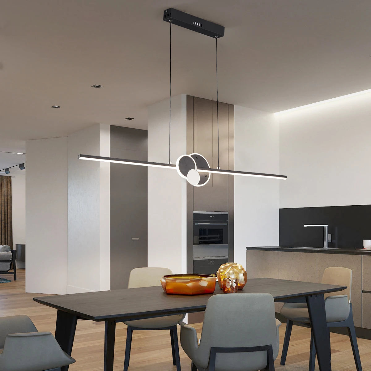 Modern Hanging LED Chandelier Tables, Restaurants, Kitchens, Minimum Ceiling Chandeliers, Home Decorative Lights, Linear - vue 2 sur 6