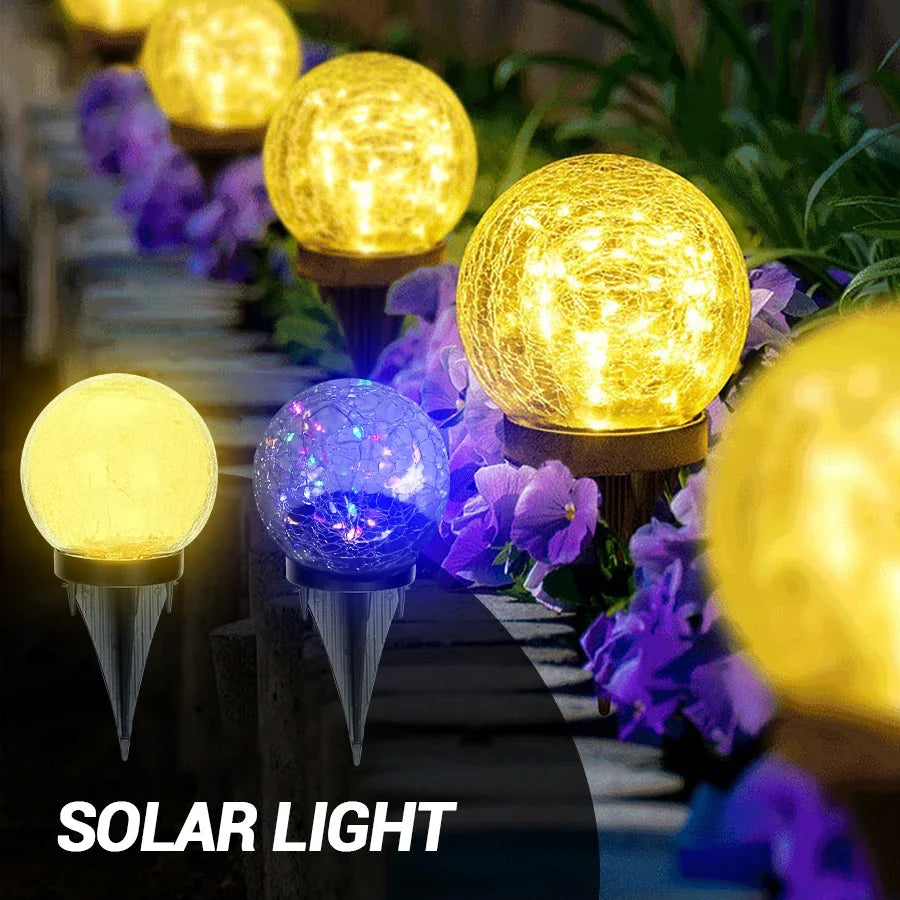 Cracked glass solar lights for decorative outdoor garden - vue 4 sur 10