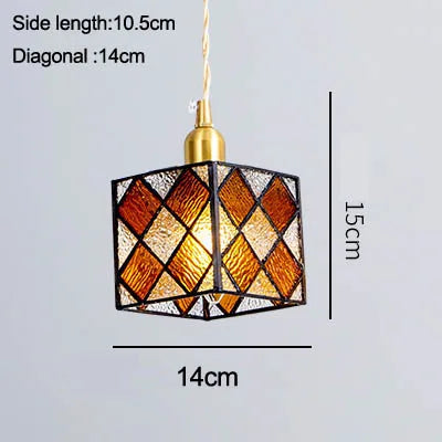 Retro pendant light in hand-painted glass, Mediterranean Asian style - vue 13 sur 12