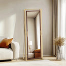 decorative floor mirror with gold metal frame