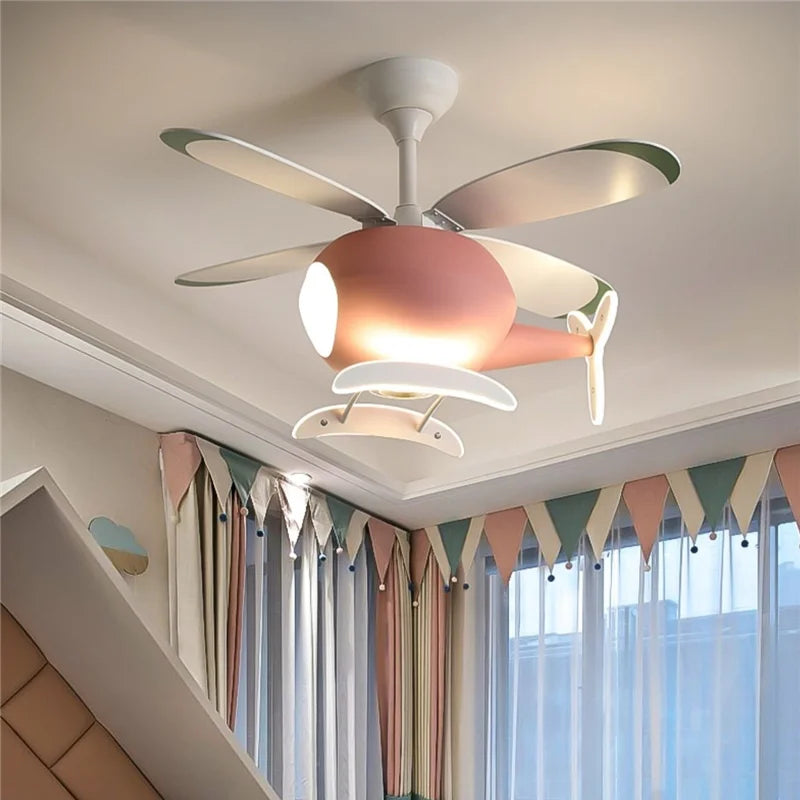 Modern airplane ceiling fan with LED light and remote control