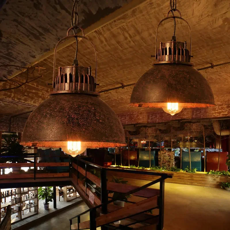 Industrial retro pendant light vintage with LED E27 bulb for bedroom dining kitchen bar - vue 2 sur 23