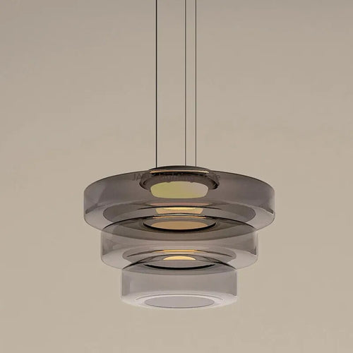 Minimalist Italian glass chandelier - vue 5 sur 24