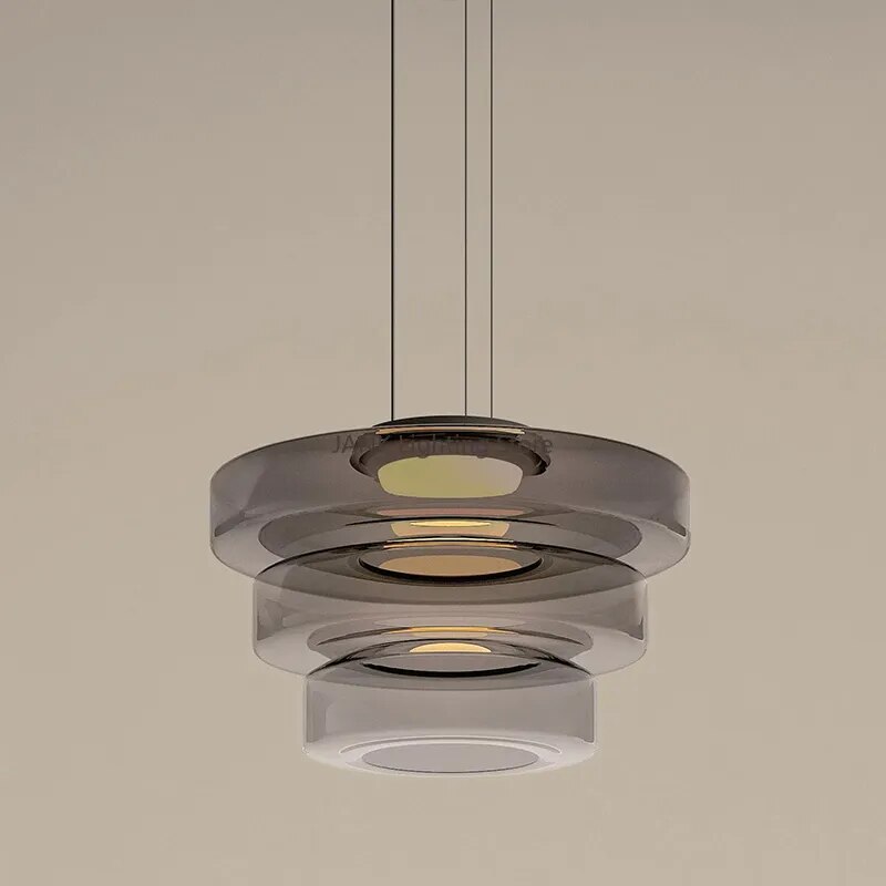 Minimalist Italian glass chandelier - vue 5 sur 24