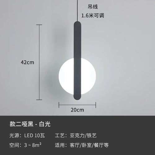Modern geometric LED acrylic moon pendant light - vue 19 sur 24