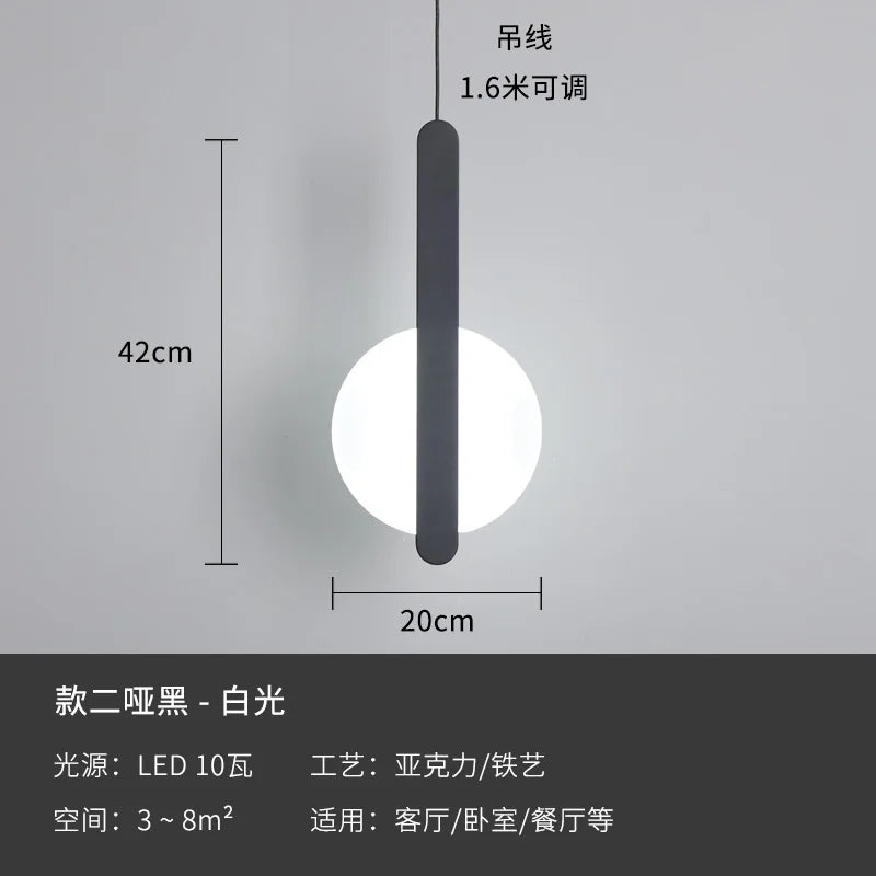 Modern geometric LED acrylic moon pendant light - vue 18 sur 24