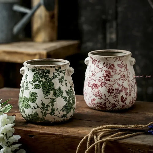 retro ceramic flower pots for plants and orchids - vue 5 sur 9