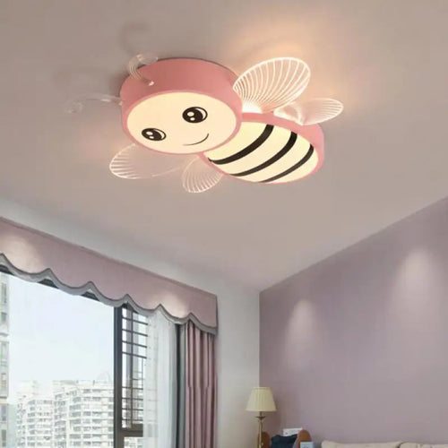 Pink and gold bee ceiling light for children's rooms - vue 2 sur 9