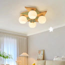 Log windmill ceiling light for children's room nordic retro style