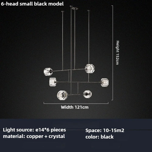 Modern American style crystal chandelier in polished copper - vue 6 sur 10