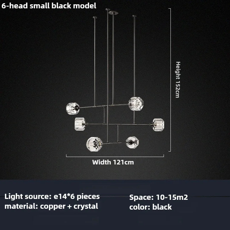 Modern American style crystal chandelier in polished copper - vue 5 sur 10