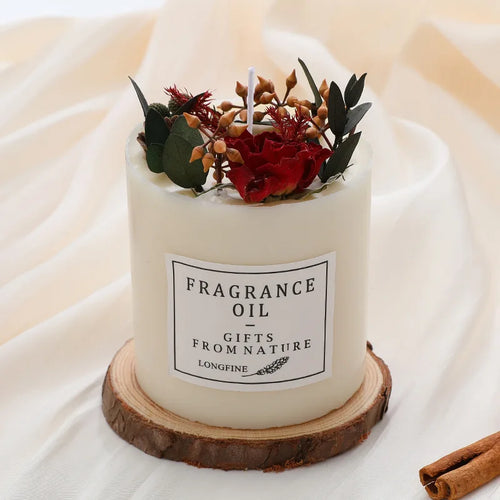 romantic scented soy wax candles with dried flowers - vue 6 sur 10