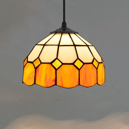 Lustre en verre coloré Tiffany rétro européen - vue 6 sur 29