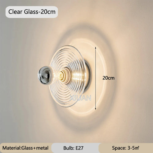 Wavy glass wall light for hallway, entrance and staircase - vue 10 sur 9