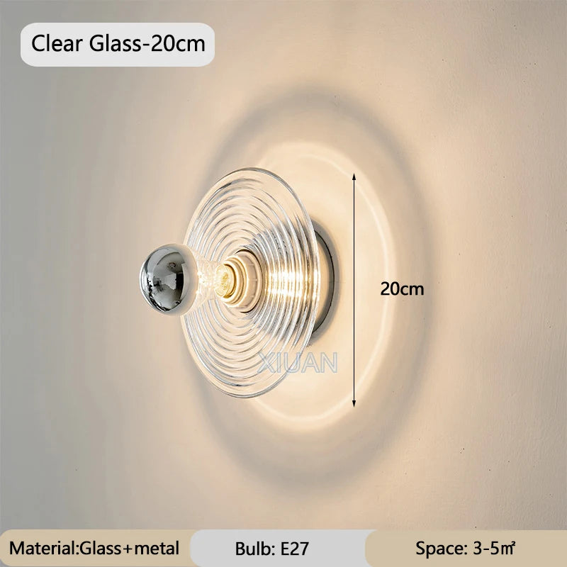 Wavy glass wall light for hallway, entrance and staircase - vue 9 sur 9