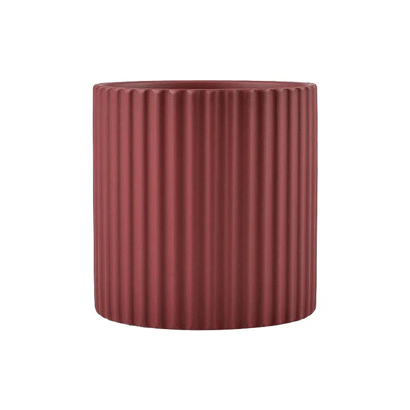 ceramic flower pot vertical lines for indoor plants - vue 12 sur 23