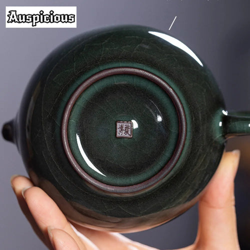 Artisan celadon crackle teapot 300ml longquan style luxury - vue 5 sur 7