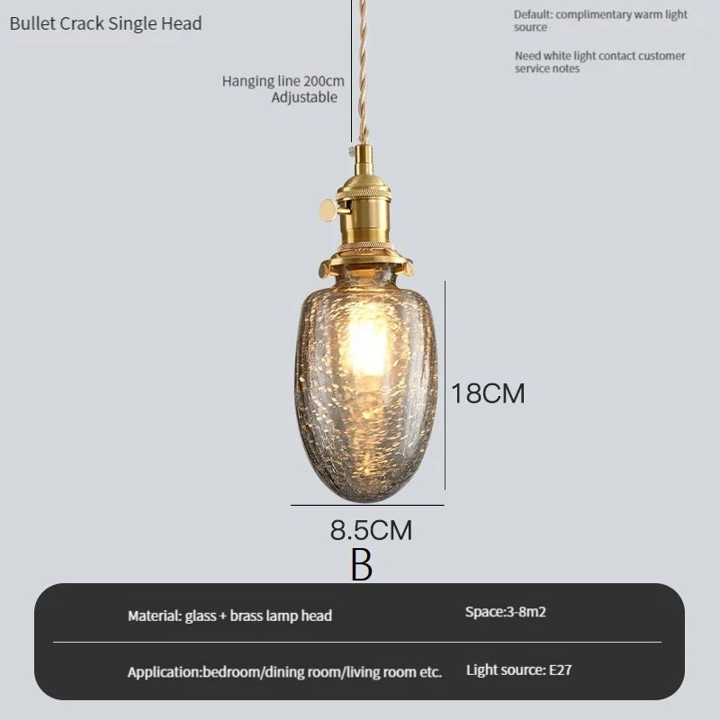 Vintage Edison chandelier with crystal glass shade for bar or loft - vue 16 sur 22