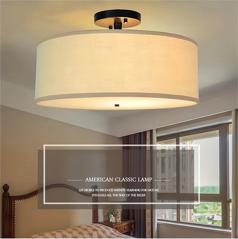Modern wrought iron ceiling light with luminous fabric