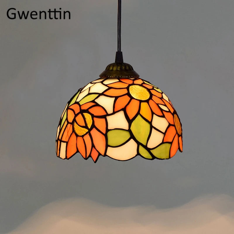 Tiffany-style stained glass pendant light for modern decor