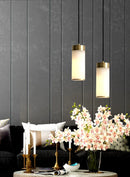 Retro copper pendant light with marble shade for indoor and garden