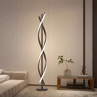 Modern aluminium spiral LED floor lamp for living room, bedroom or study