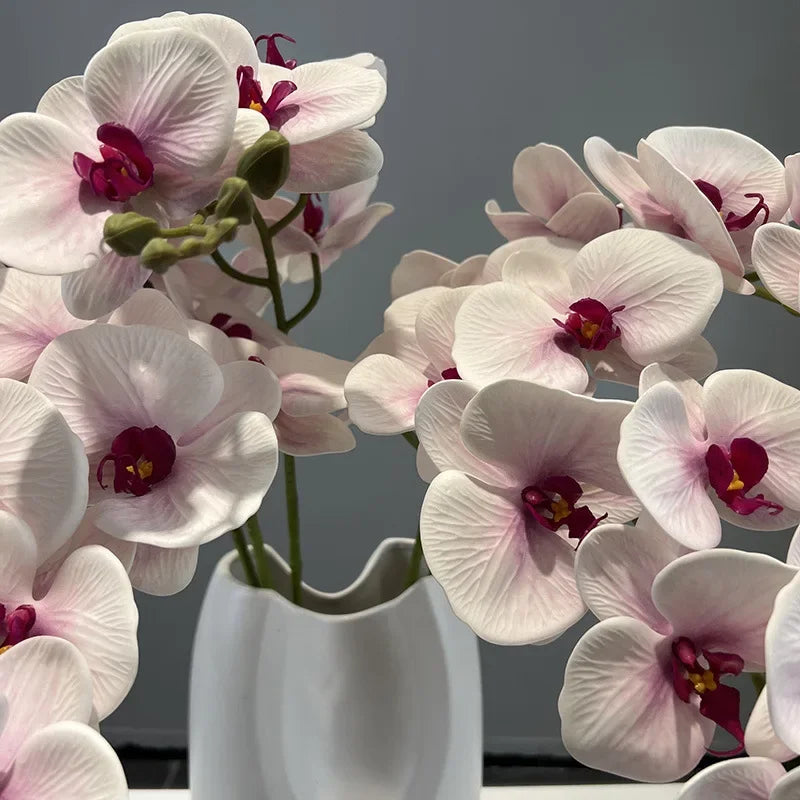 Decorative artificial butterfly orchid flowers in cotton and silicone - vue 6 sur 12