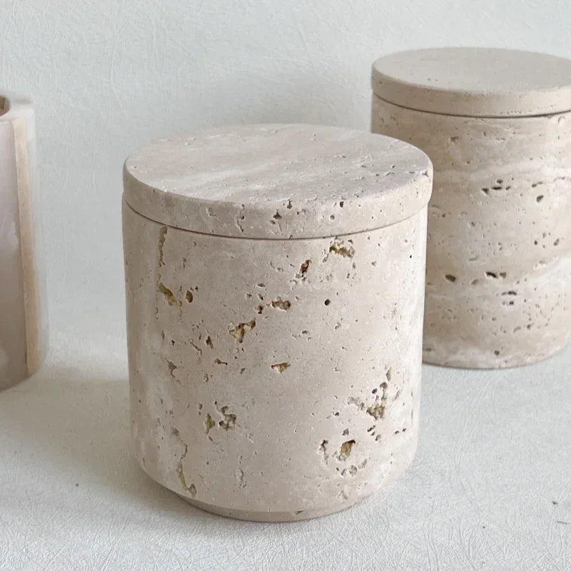 natural marble storage tank for candles decorative accessories