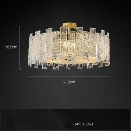 Round layered designer ceiling light in gold copper