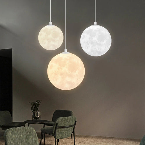 Personalised nordic 3D moon pendant light for children