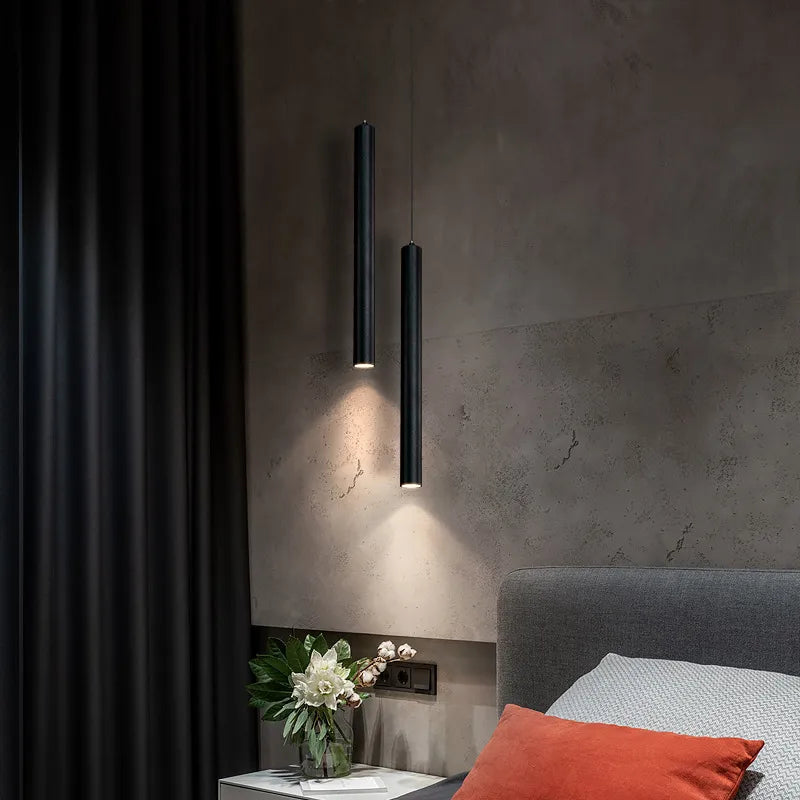 Modern nordic LED double head pendant light, 2m tubular hanging lamp for dining room