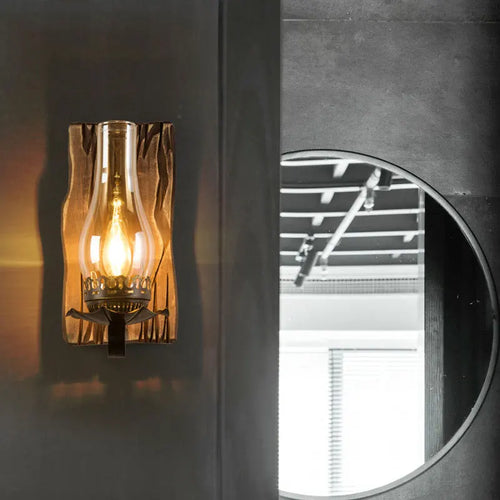 American vintage wooden wall light for restaurant, bar or loft - vue 4 sur 6