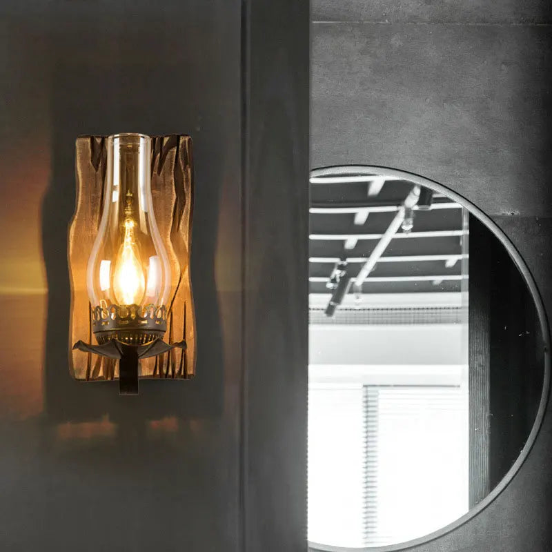 American vintage wooden wall light for restaurant, bar or loft - vue 3 sur 6