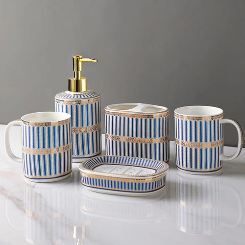 stylish and practical ceramic bathroom accessory set - vue 6 sur 17