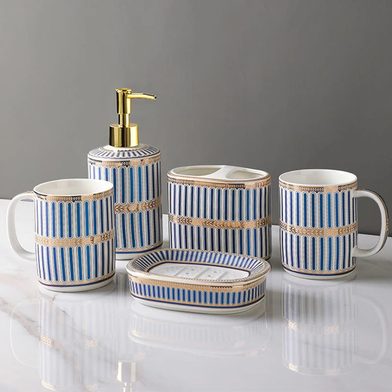 stylish and practical ceramic bathroom accessory set - vue 5 sur 17