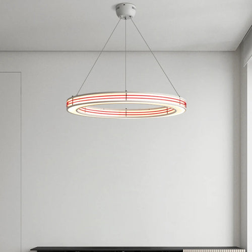 Art deco style chandelier with ring, adjustable cable pendant light - vue 4 sur 16