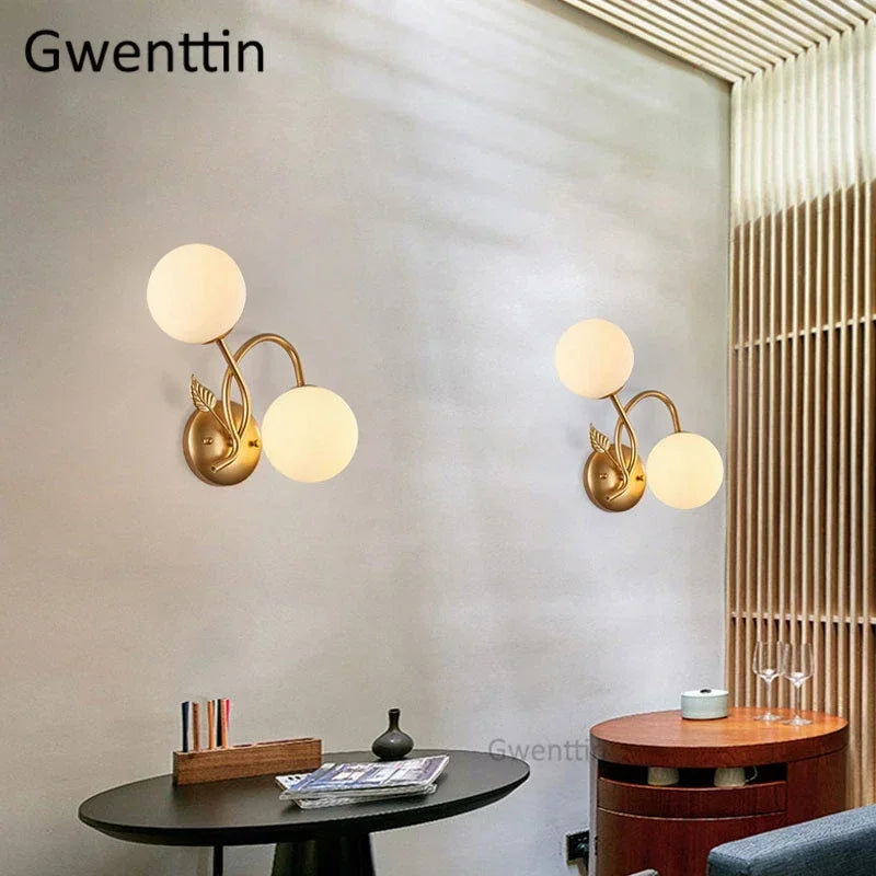 Glass ball wall light for modern interior decor